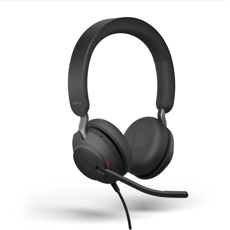 Jabra Evolve2 40 SE - Cuffie stereo con cancellazione del rumore, dotate di tecnologia di chiamata a 3 microfoni e cavo USB-A, certificazione MS Teams, funziona con tutte le altre piattaforme, colore