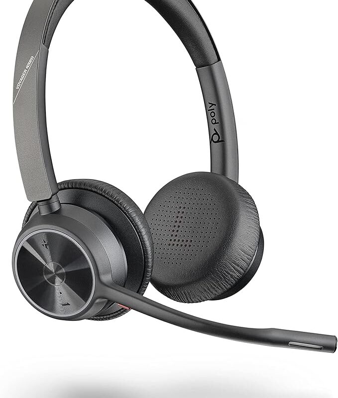 PROVALA!! Poly Hp - Voyager 4320 UC Wireless Headset - Cuffia con microfono ad asta - Si collega a PC/Mac con adattatore Bluetooth USB-A e a telefoni cellulari tramite Bluetooth