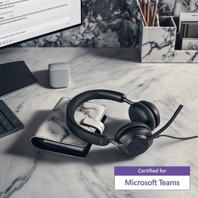 Jabra Evolve2 30 Headset – Noise Cancelling Microsoft Teams Certified Stereo Headphones with 2-Microphone Call Technology – USB-A Cable – Black - immagine 8